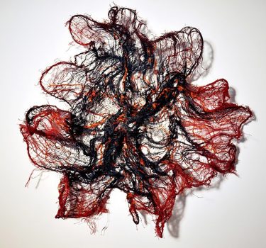 Beneath the Surface. Burlap, dye and wire. 2015