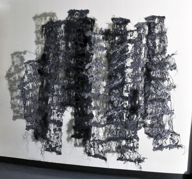 Dry Season. Handmade paper, dye, jute rope and burlap. 2009