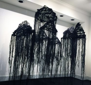 Fringes and Fragments. Burlap, dye and wire. 2017