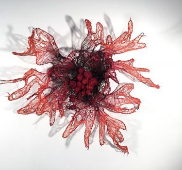 Ihe Di Ife (Living Thing) Burlap, dye and wire. 2017