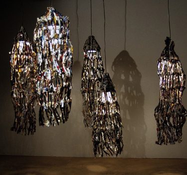 Lamps I. Magazines, wire and light. 2004