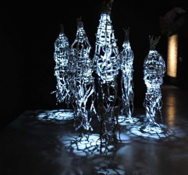 Lamps II. Newspapers, wire and light. 2010