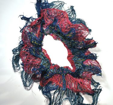 Oyele Burlap, yarn, wire and dye 98"x55"x17" 2017