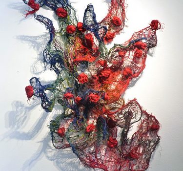 Shifting Phases. Burlap, dye and wire. 2017