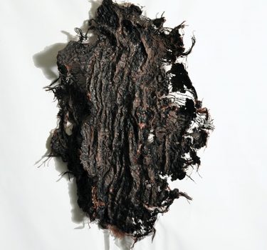 State of Decay I. Handmade paper, dye, acrylic, and burlap. 2009