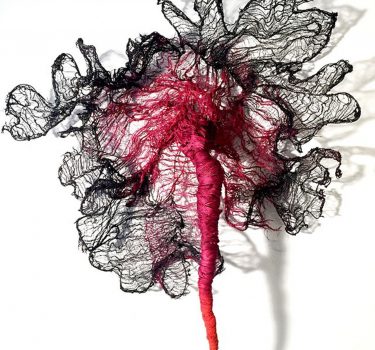 Things That Meet the Eye. Cheesecloth, jute string, dye and wire. 2017