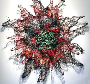 Tomorrow Never Dies. Burlap, dye and wire. 2016