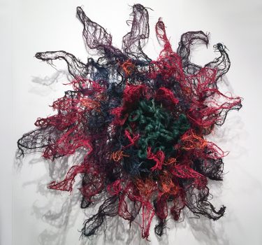 Tomorrow Never Dies. Burlap, dye and wire. 2016