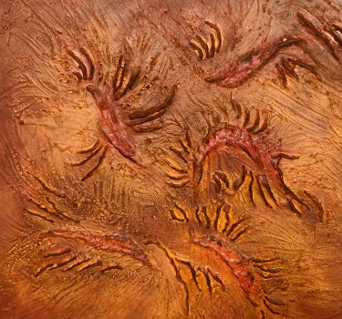 Untitled 1. Acrylic and clay on foam board. 2018